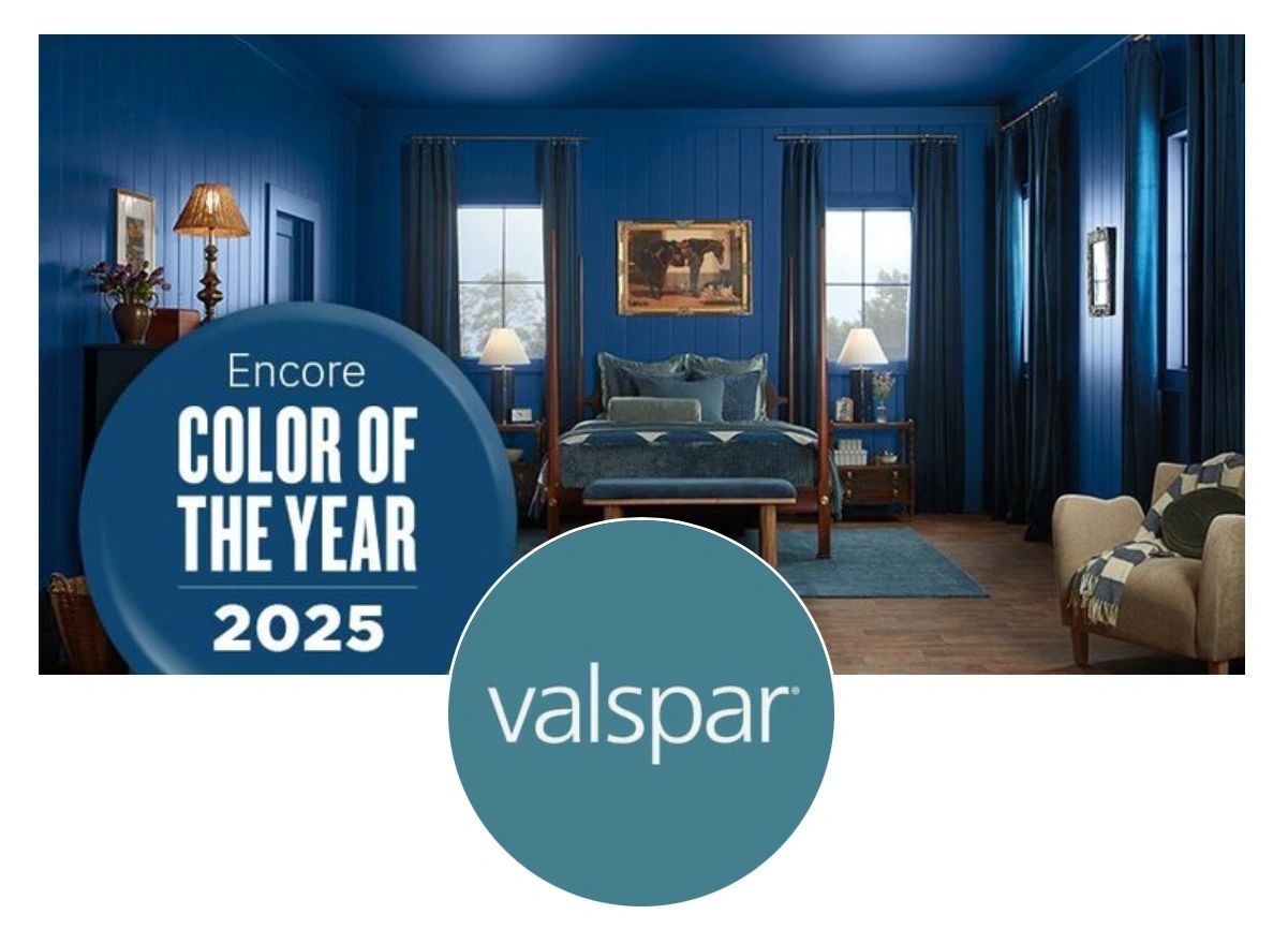 A room with blue walls and furniture in it.