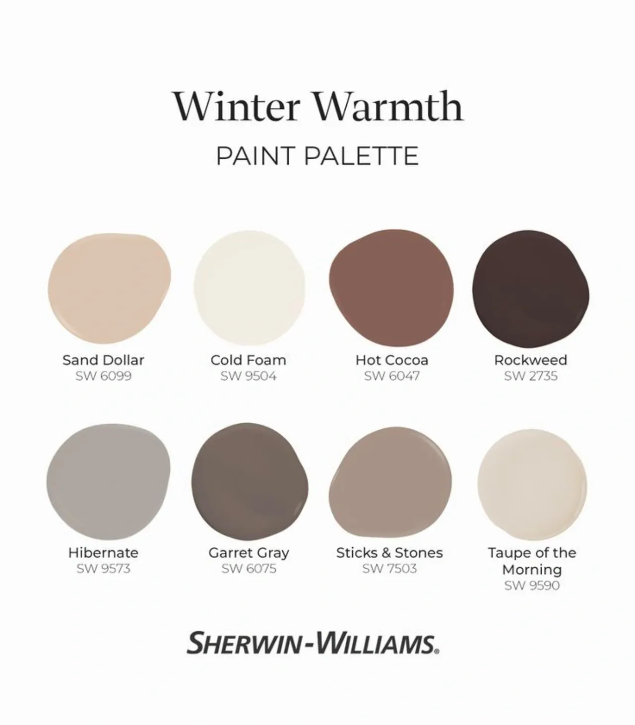 Sherwin Williams Warm Winter Color Palette.