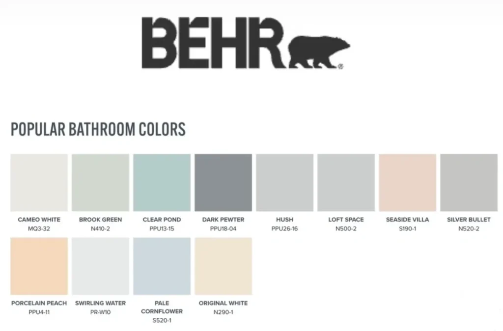 Behr Popular Bathroom Colors.