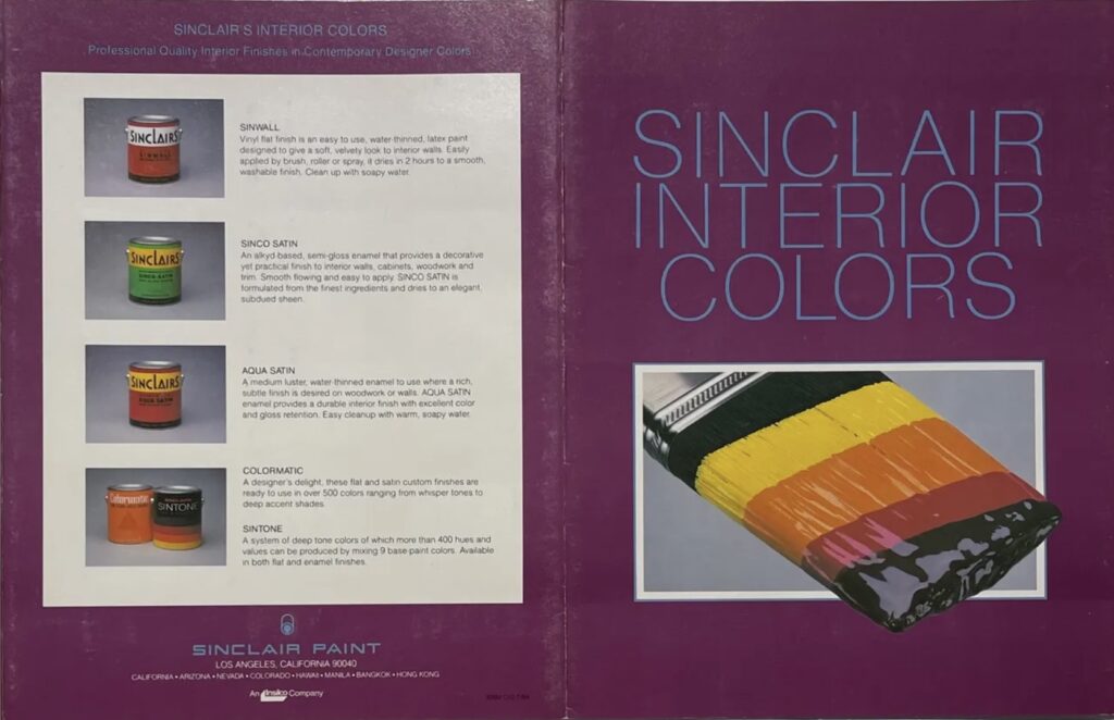 1984 Sinclair Paint Interior Color Chart Cover.