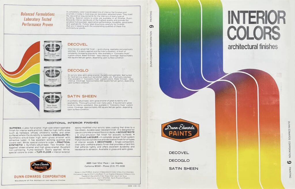 Dunn Edwards 1983 Interior Color Chart Cover.