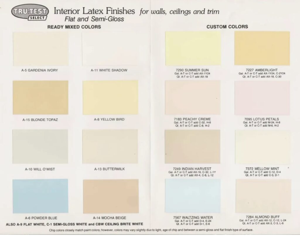 1981 Tru Test Interior House Paint Color Chart. Tru Test Interior House Paint Color Chart.