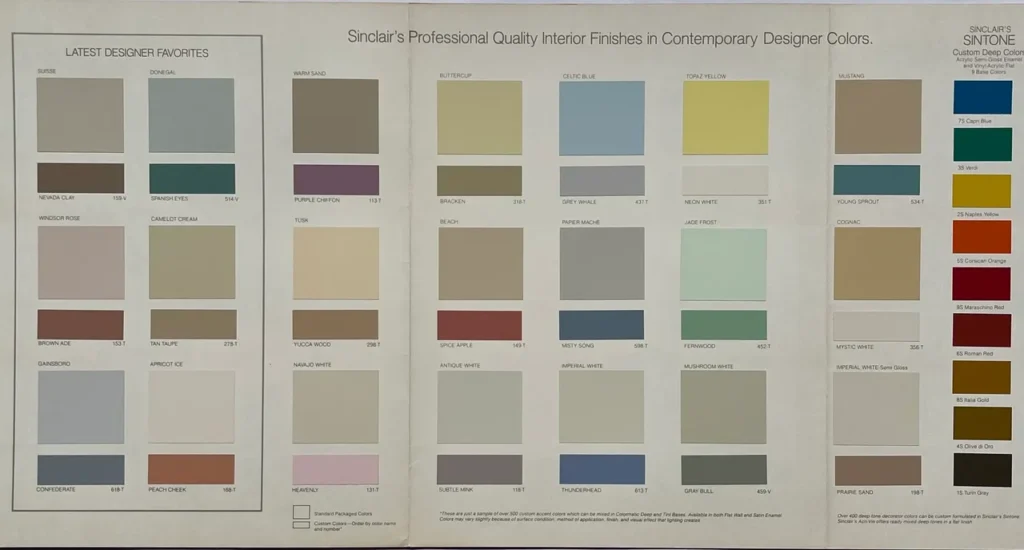 Sinclair Paint 1984 Interior Contemporary Designer Colors.. All About House Painting.