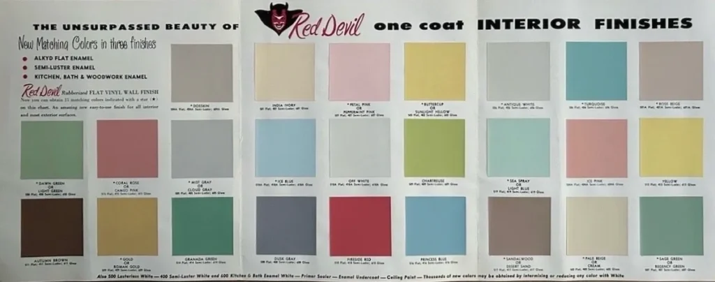 1960 Red Devil Interior Paint Color Chart.
