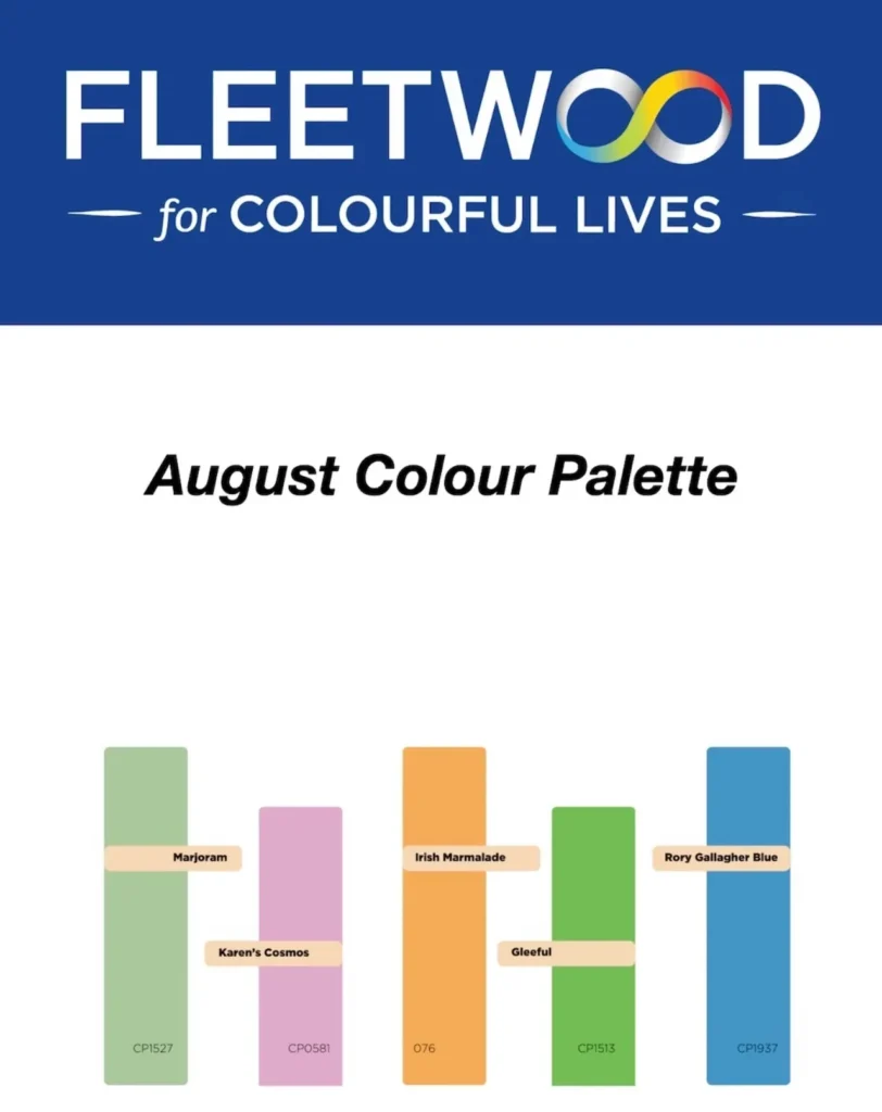 Fleetwood Paints August Color Palette.
