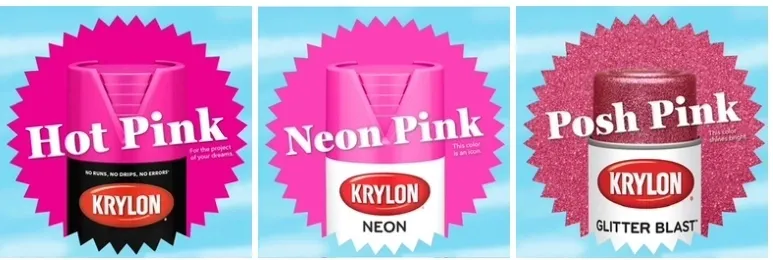 Hot Pink, Neon Pink, and Posh Pink.