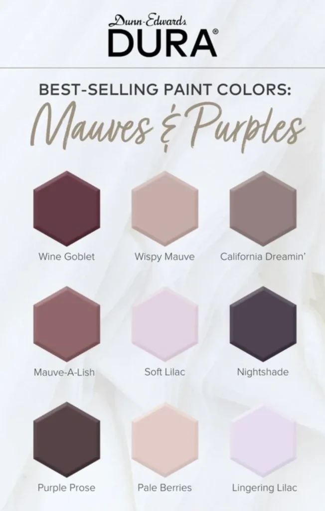 Dunn Edwards Dura Best Selling Mauves & Purple Paint Colors