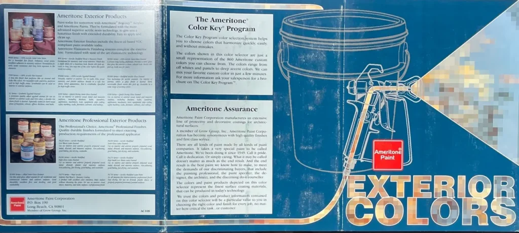 1994 Ameritone Exterior Color Chart Front and Back. 