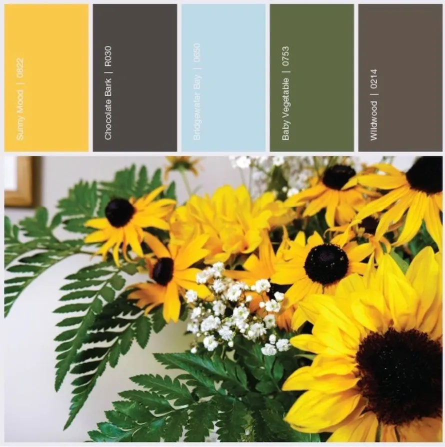 Black-eyed Susans and Sunflower Paint Color Inspiration.