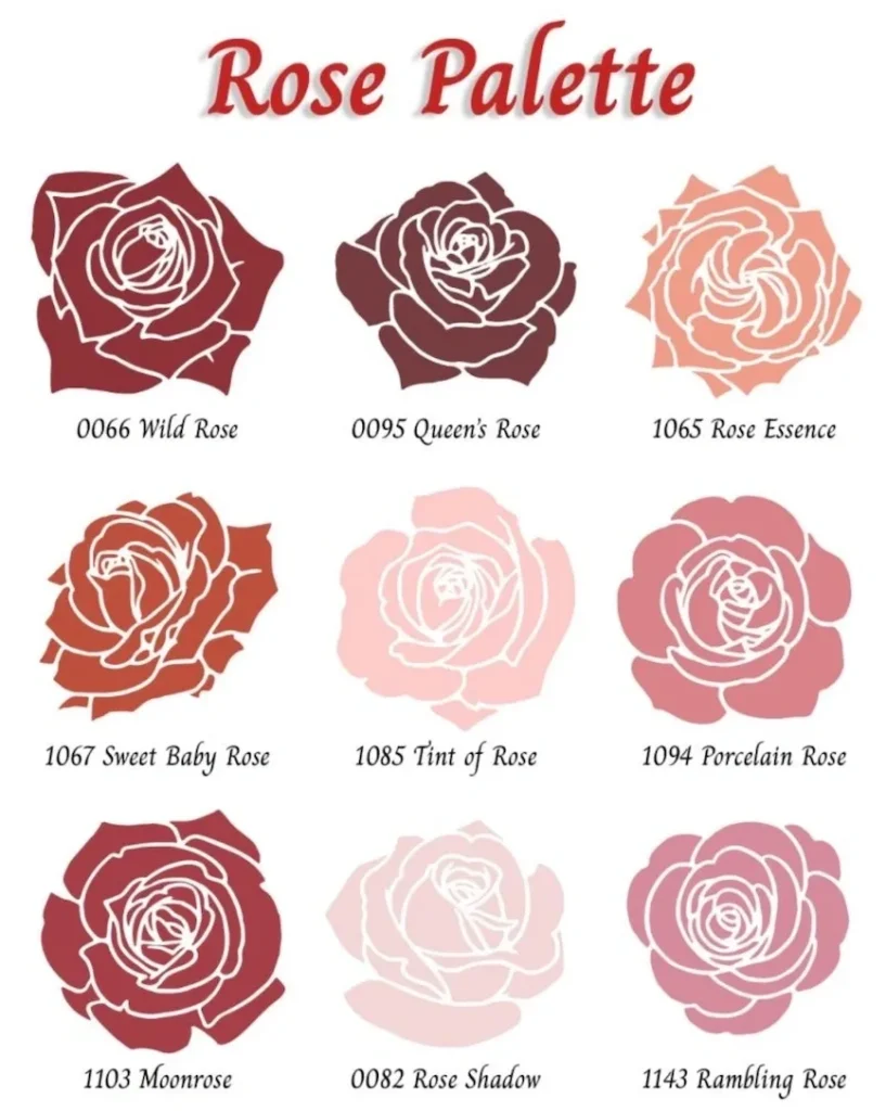 Nine Rose Inspired Colors.