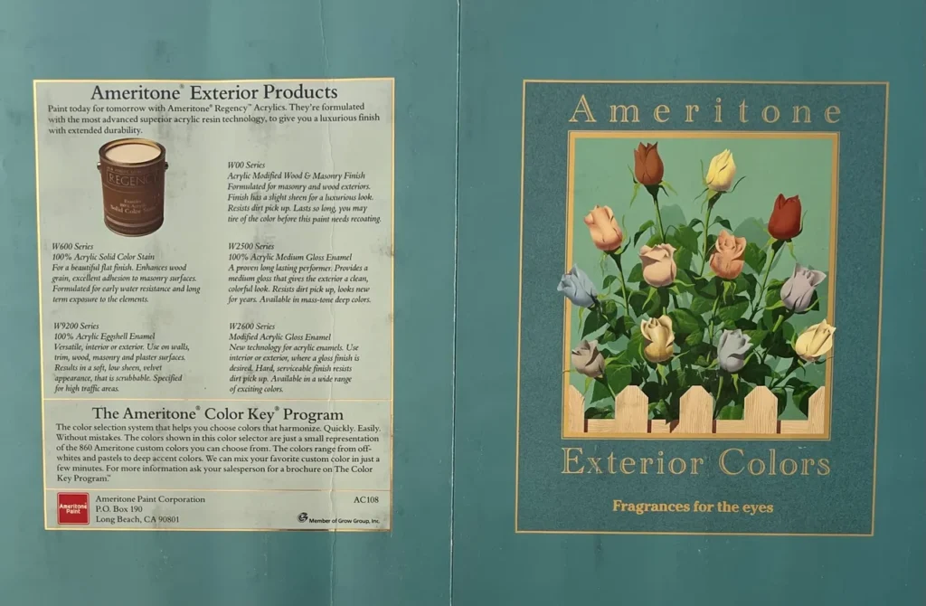 1991 Ameritone Exterior Color Chart Front and Back. 