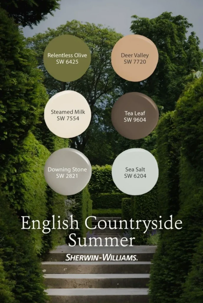 Sherwin Williams English Countryside Paint Color Palette..