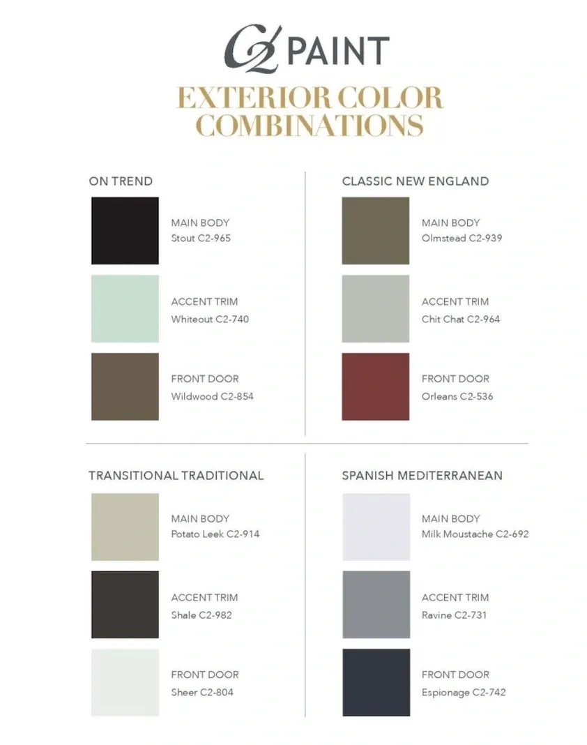 C2 Exterior Paint Color Combinations.
