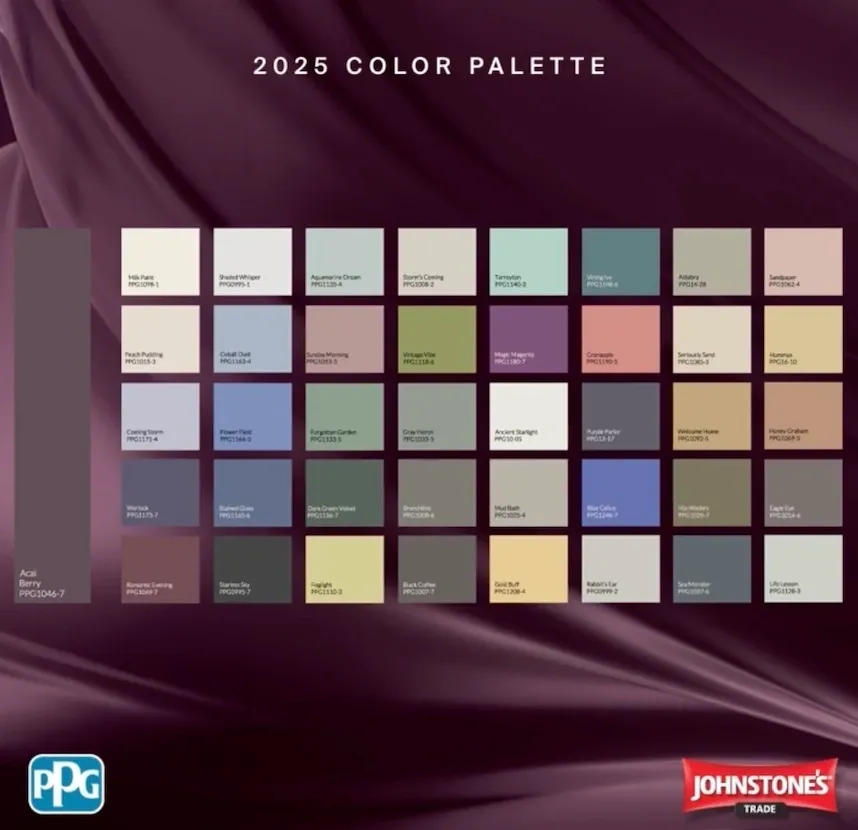 PPG 2025 Color Trends Palette.